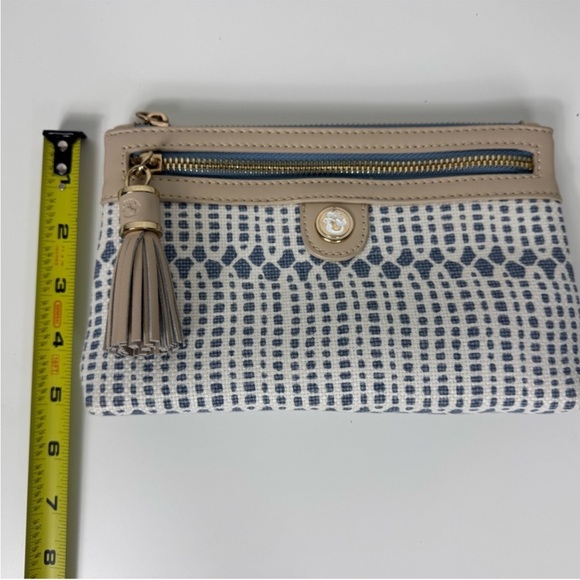 Spartina 449 Daufuskie Island Wristlet Canvas Leather Trim Purse Natural Linen - Picture 8 of 8